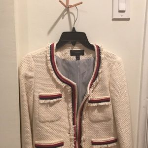 Jcrew fringy tweed jacket size 00 nwot